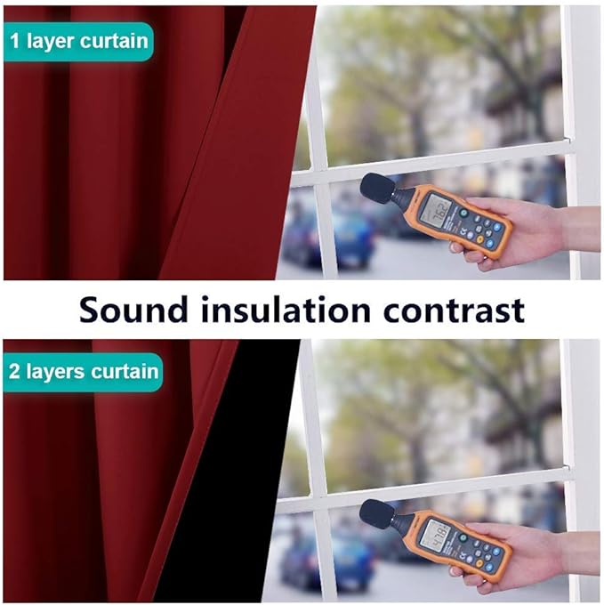 NICETOWN 100% Blackout Window Curtain Panels, Burgundy Red, 2 Pieces, 42-inch Wide Per Panel, Full Light Blocking Drapes with Black Liner for Nursery, 72-inch Drop Thermal Insulated Draperies