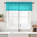 Valances for Windows 14 inch Length 2 Panels, Small Voile Sheer Curtains for Bathroom, Soft Fabric Lightweight Light Filtering Kitchen Curtains, Dual Rod Pocket, Turquoise, 2x42Wx14L Inches