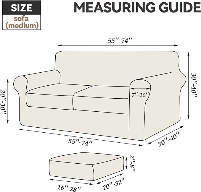 WEERRW Velvet Couch Covers for 2 Cushion Couch Sofa - High Stretch Luxury Velvet Plush 3 Pieces Sofa Slipcovers with Elastic Bottom, Furniture Protector for Pets, Machine Washable, Champagne, Medium
