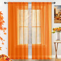 SpaceDresser Basic Rod Pocket Sheer Voile Window Curtain Panels White 1 Pair 2 Panels 70 Width 72 Inch Long for Kitchen Bedroom Children Living Room Yard(Orange,70 W x 72 L)