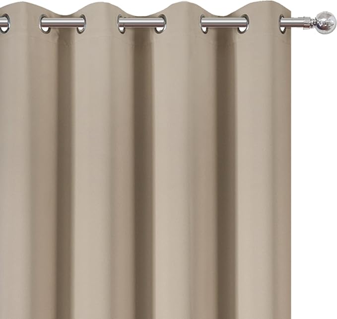 LEMOMO Khaki Thermal Blackout Curtains/52 x 95 Inch/Set of 2 Panels Room Darkening Curtains for Bedroom