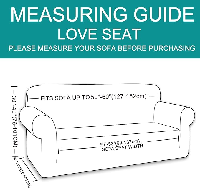 U-NICE HOME Loveseat Cover Stretch Couch Cover Sofa Cover Sofa Slipcover Furniture Protector for 2 Cushion Couch Sofa Pet Friendly(Loveseat, Dark Grey)