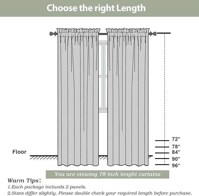 OWENIE Grey Sheer Curtains, Sheer Curtains 78 inches Long 2 Panels Set, Rod Pocket Voile Fimly Gray Drapes for Living Room/Bedroom, 2pcs, Each 42" W x 78" L