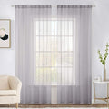 MIULEE 2 Panels Solid Color Sheer Window Curtains Elegant Window Voile Panels/Drapes/Treatment for Bedroom Living Room (54X96 Inches Light Grey)