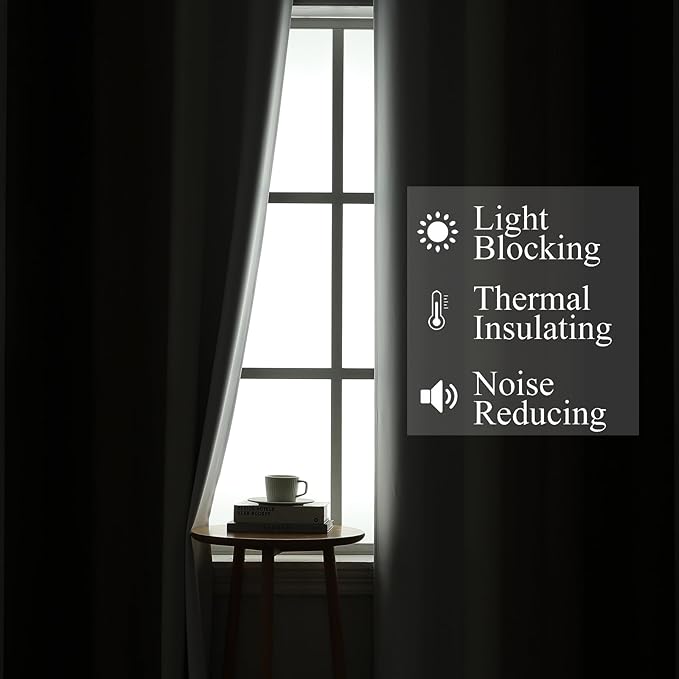 Estelar Textiler Brown and Greyish White Ombre Blackout Curtains for Bedroom, Full Room Darkening Grommet Curtains for Living Room, Thermal Insulated Light Blocking Gradient Drapes, 42Wx63L,2 Panels