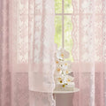 YJ YANJUN Vintage Lace Curtains 84 Inches Long- Pretty Pastel Floral Pink Sheer Curtain Panels for Living Room Girl Bedroom,Light Filtering, Cute Princess Girls Room Drapes 2 Panels 52W x 84L