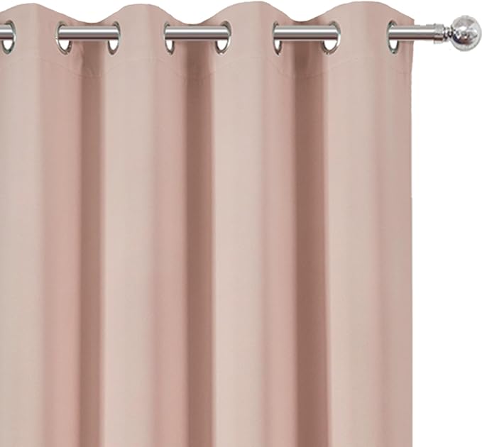 LEMOMO Blackout Curtains 66 x 72 Inch Long Blush Curtains Set of 2 Panels Room Darkening Curtains for Bedroom and Living Room