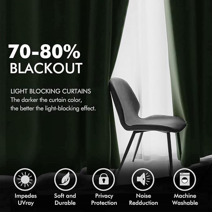 MIULEE Velvet Curtains Olive Green Elegant Grommet Curtains Thermal Insulated Soundproof Room Darkening Curtains/Drapes for Classical Living Room Bedroom Decor 52 x 102 Inch Set of 2