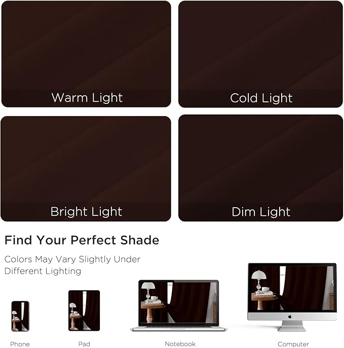 CUCRAF Blackout Curtains 84 inch Length 2 Panels Set, Rod Pocket Room Darkening Drapes for Bedroom Living Room, Insulated Thermal Light Blocking Window Curtain (W52 x L84 Inch, Chocolate)
