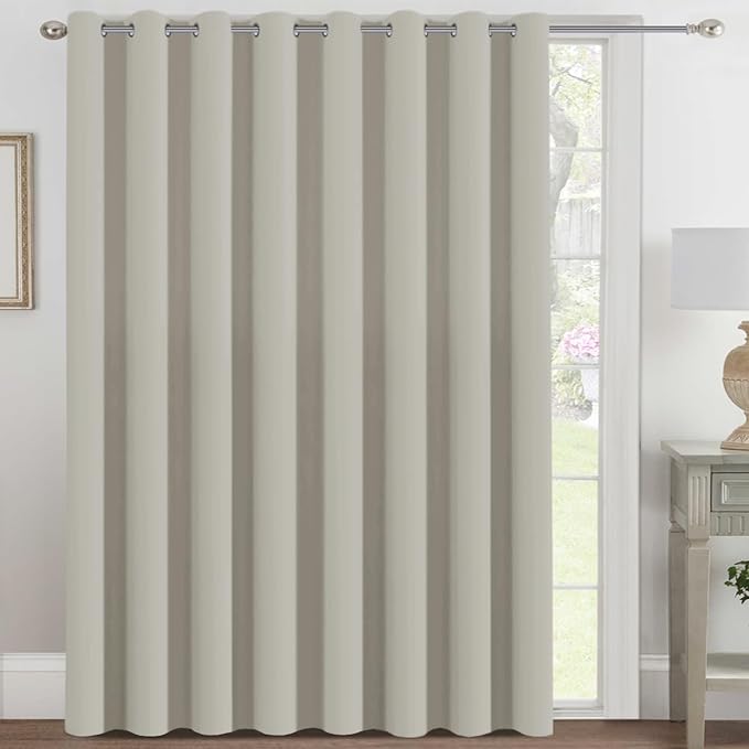 H.VERSAILTEX Blackout Patio Curtains 100 x 96 Inches for Sliding Door Extral Wide Blackout Curtain Panels Thermal Insulated Room Divider - Grommet Top, 8' Tall by 8.5' Wide - Pale Oak