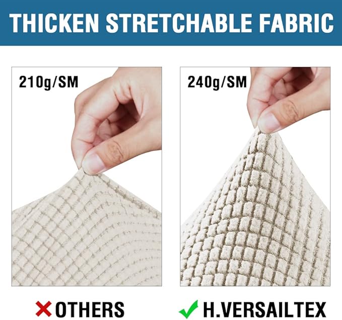H.VERSAILTEX 4 Piece Stretch Sofa Covers for 3 Cushion Couch Covers for Living Room Furniture Slipcovers (Base Cover Plus 3 Seat Cushion Covers) Upgraded Thicker Jacquard Fabric (Sofa, Island Fossi)