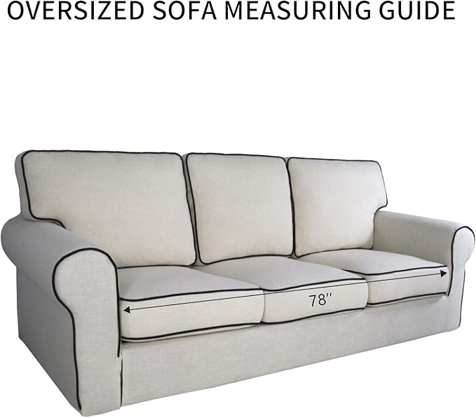 PureFit Super Stretch Sofa Slipcover – Spandex Non Slip Soft Couch Sofa Cover, Washable Furniture Protector with Non Skid Foam and Elastic Bottom for Kids, Pets （Oversized Sofa, Ivory）