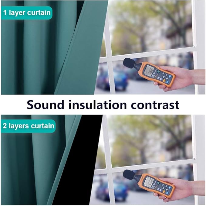 NICETOWN 100% Blackout Curtains 108 inches Long, Noise Reduction Window Treatment Curtains, Thermal Insulated Energy Smart Drapes and Draperies for Apartment Decor, Sea Teal, Set of 2, 70 inches Wide