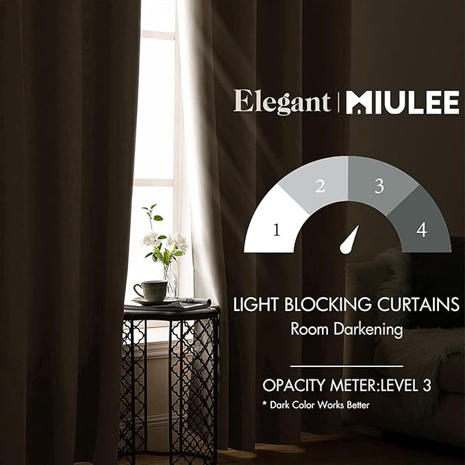 MIULEE Blackout Curtains 96 Inches Long for Bedroom Living Room Thermal Insulated Room Darkening Grommet Top Solid Light Blocking Drapery Set of 2 Window Panels Birch