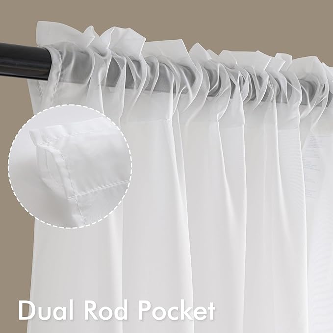 MIULEE White Sheer Curtains 80 Inches Long, 4 Panels Set, Light Filtering Voile Rod Pocket Drapes, Airy Soft Fabric Window Treatments for Living Room and Bedroom, 42 x 80 Inches