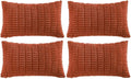 Fancy Homi 4 Packs Boho Burnt Orange Fall Decorative Throw Pillow Covers 12x20 Inch for Couch Bed Sofa, Rustic Modern Farmhouse Home Decor, Soft Plush Corduroy Cute Square Cushion Case 30x50 cm