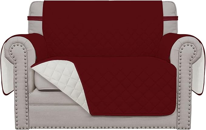 Easy-Going Oversized Chair Sofa Slipcover Reversible Sofa Cover Water Resistant Couch Cover Furniture Protector Cover with Elastic Straps for Pets Dog (Oversized Chair, Christmas Red/Ivory)