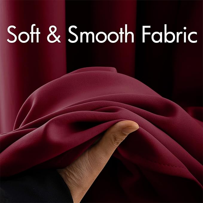 MIULEE Christmas Blackout Curtains, Room Darkening Thermal Insulated Drapes Solid Window Treatment Set Grommet Top Light Blocking Curtain for Living Room/Bedroom 2 Panels 42x63 inch,Wine Red