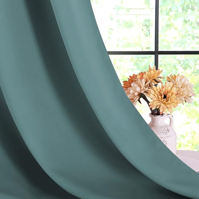 NICETOWN Modern Blackout Curtains Noise Reducing, Greyish Blue, 2 Panels, W42 x L80 -Inch, Thermal Insulated and Privacy Room Darkening Drape Panels for Boy's Guest Room Door Window