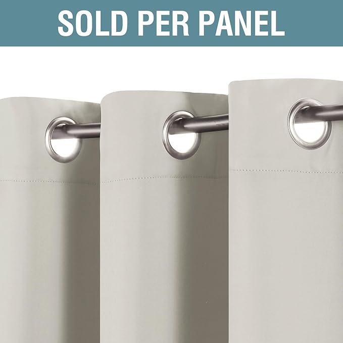 H.VERSAILTEX Window Treatment Blackout Curtains 63 inches Length, Thermal Insulated Room Darkening Solid Grommet Curtains/Drapes for Bedroom/Living Room - 1 Panel, Ivory/Cream, 52" W x 63" L