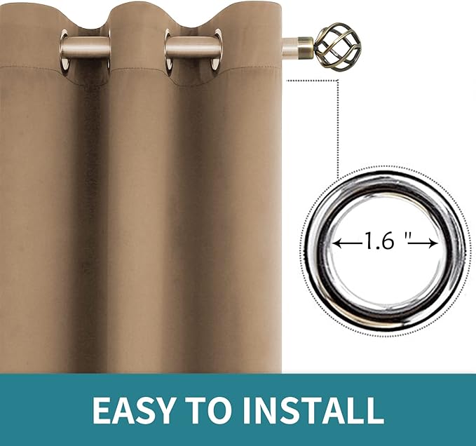 BGment Blackout Curtains for Living Room - Grommet Thermal Insulated Room Darkening Curtains for Bedroom, 2 Panels of 38 x 45 Inch, Taupe