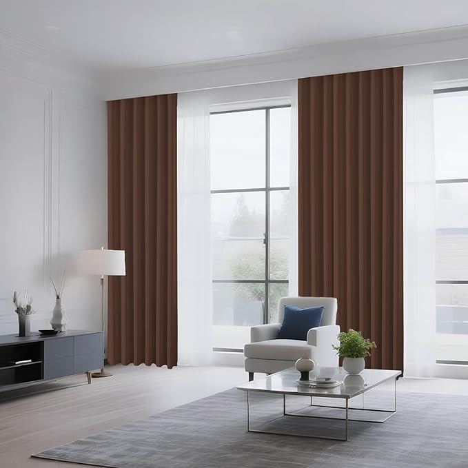 CUCRAF Brown Blackout Curtains 45 inch Length 2 Panels Set, Rod Pocket Room Darkening Drapes for Bedroom Living Room, Insulated Thermal Light Blocking Window Curtain (W52 x L45 Inch)
