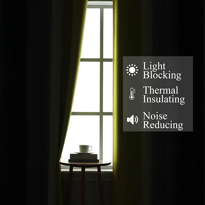 Estelar Textiler Navy Blue and Yellow Ombre Blackout Curtains for Living Room, Full Room Darkening Grommet Curtains for Bedroom, Thermal Insulated Light Blocking Gradient Drapes, 42Wx72L, 2 Panels