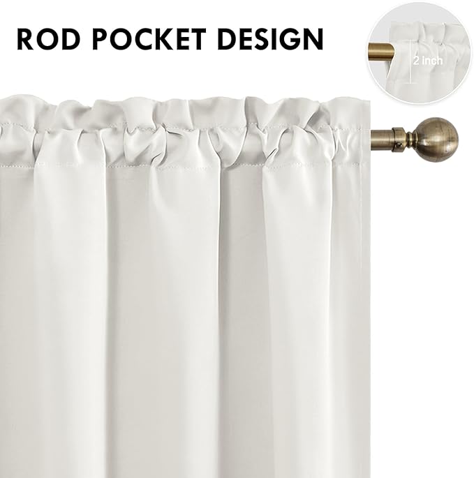 DWCN Blackout Curtains Thermal Insulated, Energy Saving & Noise Reducing Bedroom and Living Room Curtains, Ivory, W 38x L 84 Inch, Set of 2 Rod Pocket Curtain Panels