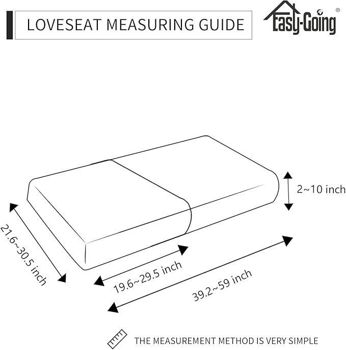Easy-Going Stretch Individual Loveseat Couch Cushion Cover Sofa Cushion Furniture Protector Sofa slipcover Soft Flexibility with Elastic Bottom (2-Piece Loveseat Cushion Cover, Dark Gray)