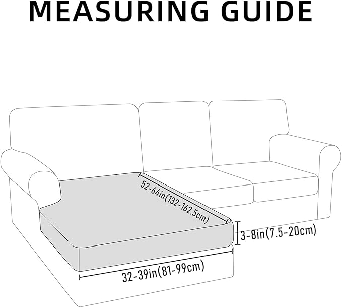 hyha Waterproof Sectional Couch Covers, Non Slip Sofa Couch Cushion Covers L Shape, Thick Stretch Jacquard Fabric, Washable Sofa Slipcovers with Elastic Bottom (1 Piece for Chaise, Green)