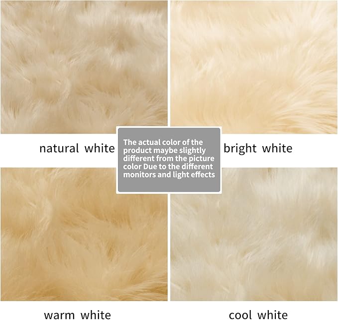 Tangsoo Round Faux Fur Rugs, Sheepskin Round Rugs 3ft, Soft Small Circle Rug, 3x3 Beige Fuzzy Plush Fur Rug, Shag Circular Rugs Floor Carpet for Bedroom, Kids Room, Nursery, Girls Room, Dorm