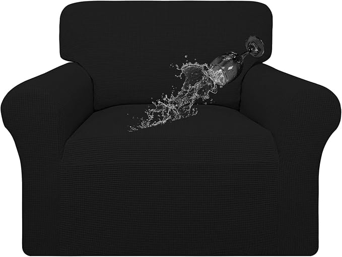 Easy-Going 100% Waterproof Oversized Chair Couch Cover, Dual Waterproof Sofa Cover, Stretch Jacquard Sofa Slipcover, Leakproof Furniture Protector for Kids, Pets, Dog and Cat, Black