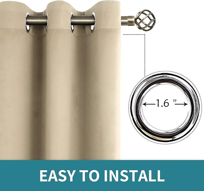 BGment Room Darkening Curtains 72 Inches Long - Grommet Thermal Insulated Drapes Window Treatment Curtains for Bedroom, 2 Panels, 42 x 72 Inch, Beige