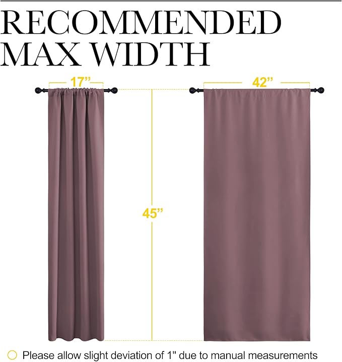 NICETOWN Blackout Curtains for Bedroom, Home Decorations Thermal Insulated Solid Rod Pocket Blackout Drapes for Cafe (Dry Rose, One Pair, 42 x 45-inch)