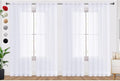 SpaceDresser Optical White Sheer Curtains 4 Panels Rod Pocket Semi-Sheer Curtain 45 Inches Long Light Filtering Voile Window Drapes for Bedroom Living Room Kitchen, Each 52W x 45L