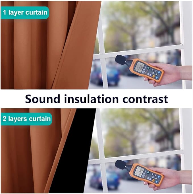 NICETOWN 100% Blackout Window Curtain Panels, Full Light Blocking Drapes with Black Liner for Nursery, 78-inch Drop Thermal Insulated Draperies (Burnt Orange, 2 Pieces, 55-inch Wide Per Panel)