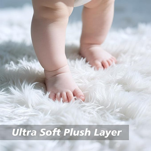 8x10 Fluffy Area Rugs for Living Room,Shag Area Rug for Bedroom,Soft White Fuzzy Rug Non-Shedding Indoor Plush Carpet for Kids Bedroom Nursery Home Decor