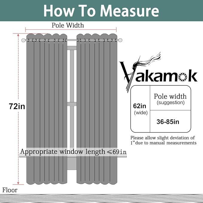Yakamok Blackout Curtains Room Darkening Thermal Insulated Window Panels,Solid Grommet Top Drapes for Bedroom/Living Room(62Wx72L, Light Beige, 2 Panels)