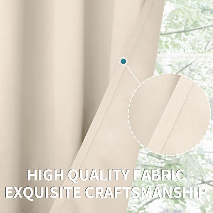BGment Blackout Curtains - Grommet Thermal Insulated Room Darkening Bedroom and Living Room Curtains, Set of 2 Panels (70 x 63 Inch, Champagne)