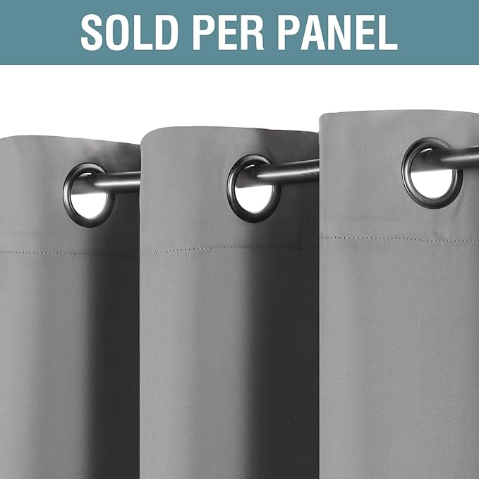 H.VERSAILTEX Grey Blackout Curtains for Bedroom Thermal Insulated Room Darkening Blackout Curtain Panel for Door, Window Panel Drapes - 1 Panel - 52 inch Wide by 84 inch Long, Dove Gray, Grommet Top