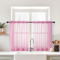 Light Pink Small Sheer Curtains 2 Panels Set, Kitchen Curtains 36 Inch Length, Elegant Light Filtering Short Window Drapes for Living Room Bedroom, Dual Rod Pocket Design, 2x42Wx36L Inches