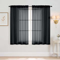 Black Window Sheer Curtains 54 inch Length, Soft Airy Light Filtering Sheer Curtain 2 Panels Set, Dual Rod Pocket Gauze Black Drapes for Living Room Bedroom, 2x42Wx54L Inches