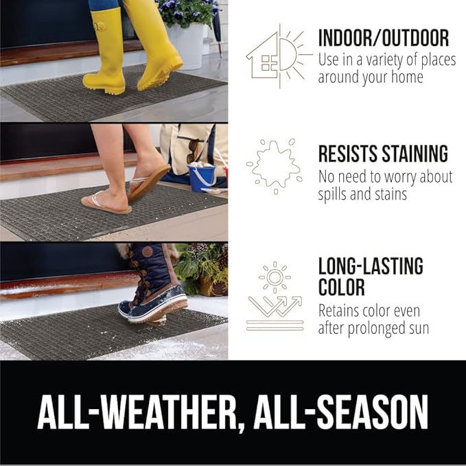 GORILLA GRIP® Ultra Absorbent Front Door Mat Outside Entrance, 72x24, Traps Dirt and Moisture, HydroABSORB Indoor Outdoor Doormat Holds 2.75 Cups Water, Stain and Fade Resistant Welcome Mat, Charcoal