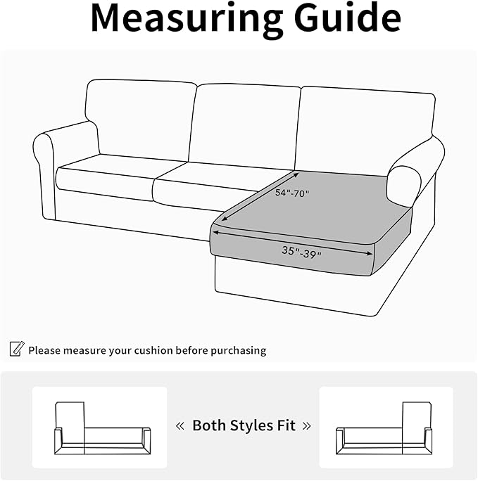 Easy-Going Stretch Sectional Couch Covers 1 Piece Chaise Lounge Slipcover L Shape Separate Cushion Couch Seat Chaise Cover for Both Left/Right Sectional Couch Snow White