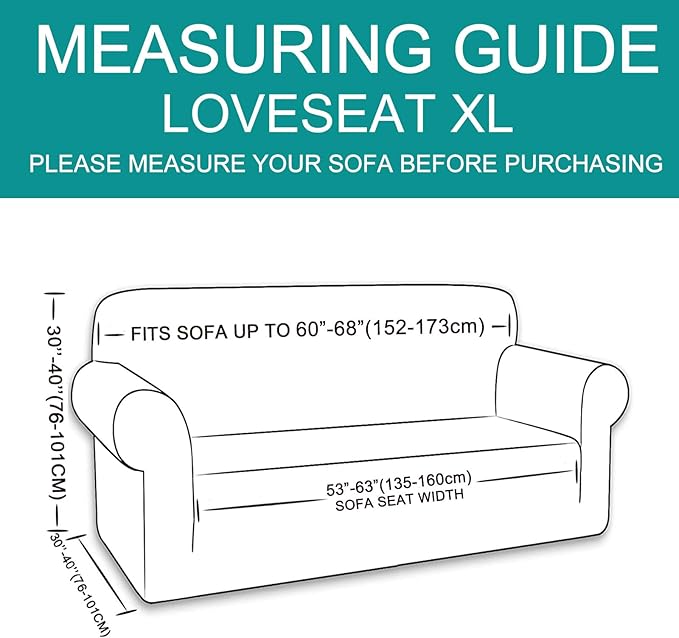 U-NICE HOME Oversized Stretch Loveseat Couch Cover Sofa Covers Washable Sofa Slipcover Furniture Protector for 2 Cushion Couch Sofa Pet Friendly, Navy