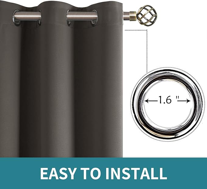 BGment Blackout Curtains - Grommet Thermal Insulated Room Darkening Bedroom and Living Room Curtains, Set of 2 Panels (52 x 108 Inch, Grey)