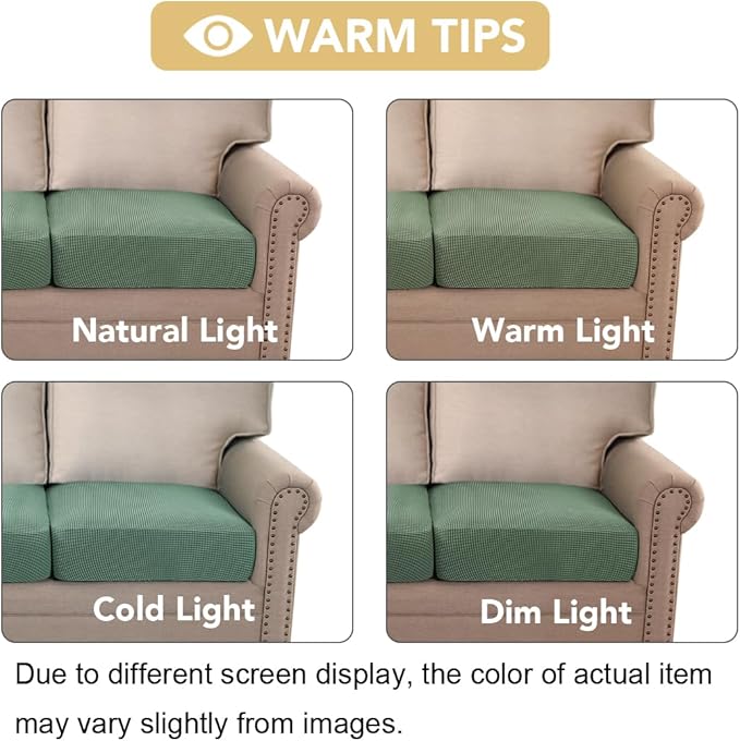 H.VERSAILTEX Super Stretch Individual Seat Cushion Covers Sofa Covers Couch Cushion Covers Slipcover Sets Thick Jacquard Textured Twill Fabric (2 Piece Large Sofa Cushion Covers, Loden Frost)