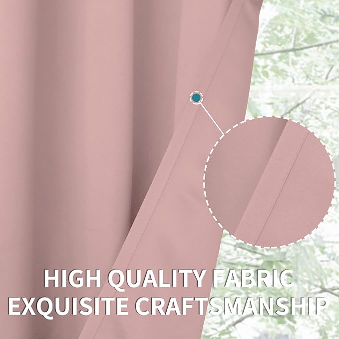 BGment Room Darkening Curtains 54 Inches Long - Grommet Thermal Insulated Drapes Window Treatment Curtains for Bedroom, 2 Panels, 38 x 54 Inch, Baby Pink