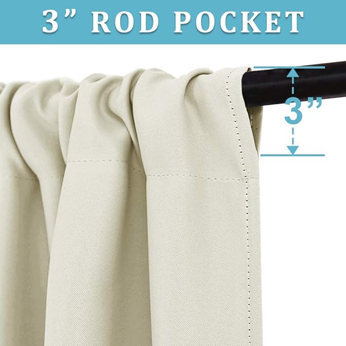 RYB HOME Cafe Curtains 24 inch Length, RV Curtains for Camper Windows, Mini Short Small Insulating Light UV Heat Blocking Privacy Half Window Tiers, Width 42 by Length 24, Beige, 2 Panels