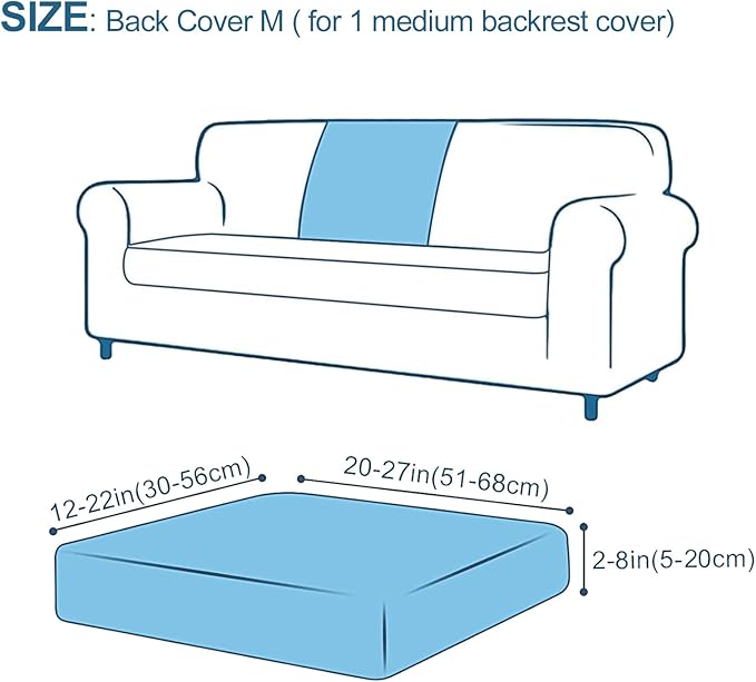 Smiry Printed Couch Cushion Covers, Stretch Soft Couch Covers for Sofa, Washable Non-Slip Sofa Slipcover Furniture Protector for Indoor and Outdoor (Backrest M, Blue Green)